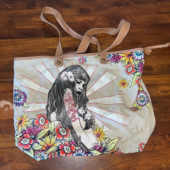 Marc Ecko Brown Artistic Tote Bag - Picture 1 of 4